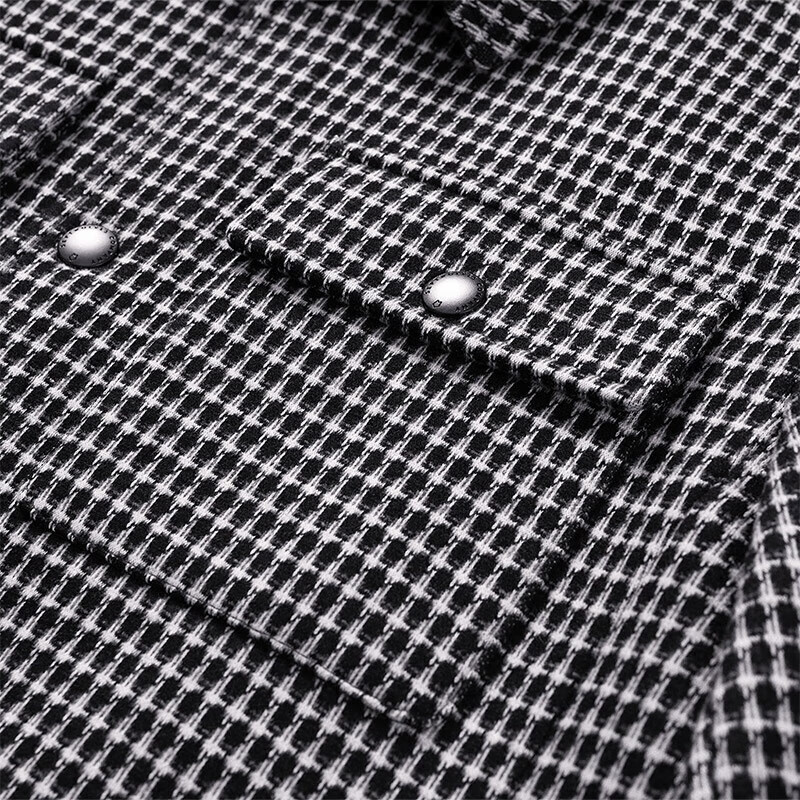 Septwolves Jacket Men's Autumn and Winter Business Casual Lapel Plaid Woolen Jacket Middle-aged and Young Commuting Men's Clothing Tops