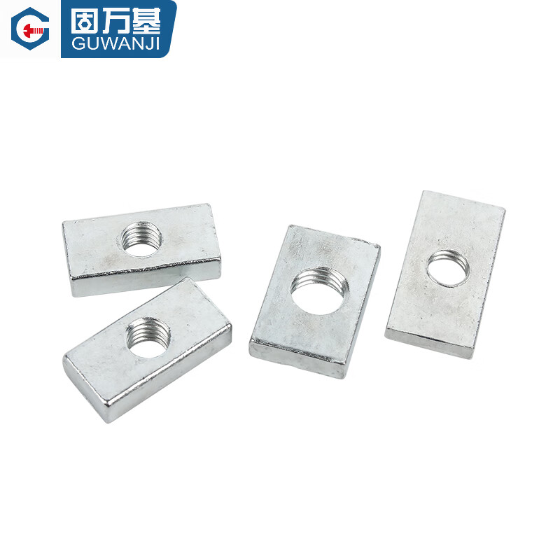 Guwanji white zinc rectangular nut iron galvanized rectangular nut iron aluminum profile accessories long nut national standard list M8x18x14x4 (white zinc) 50 pieces