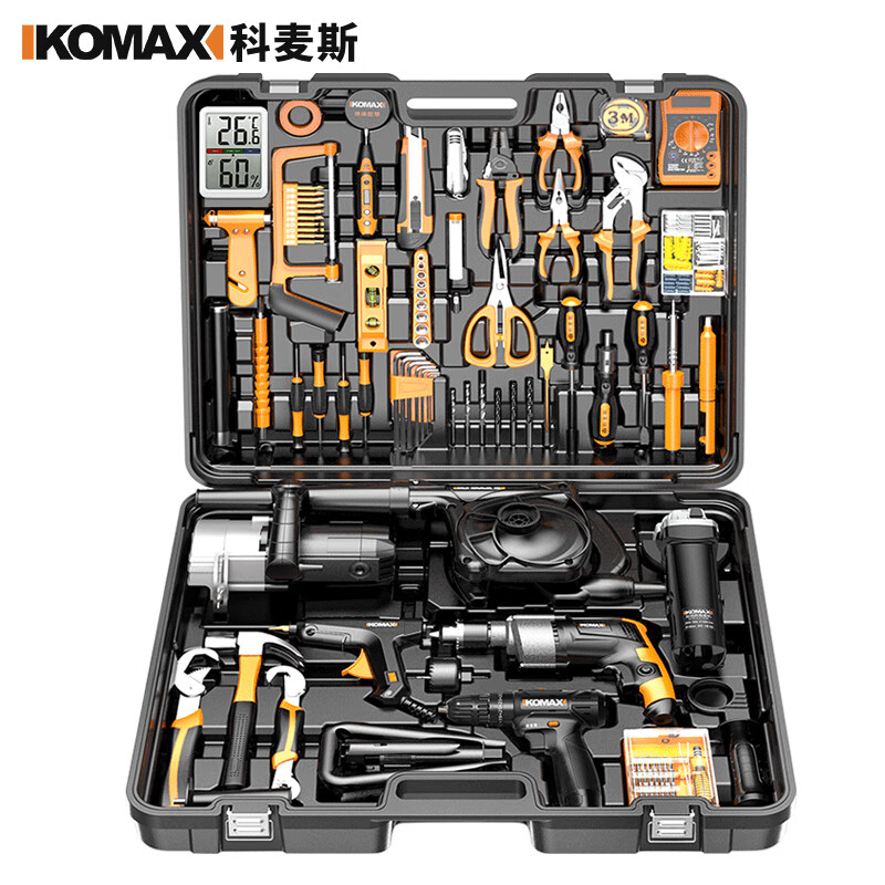 KEMAISI KEMAISI tool box full set of impact drill hand electric drill electric hand tool set household hardware set woodworking repair