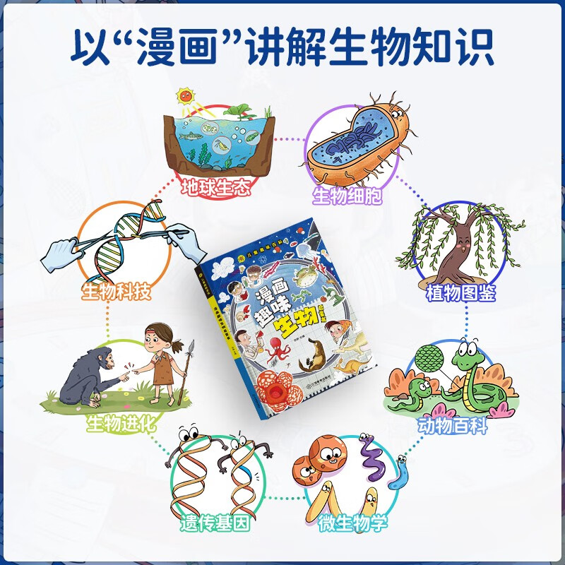 Primary school version of Primary Four Interesting Encyclopedia (all 4 volumes) comic fun biology + chemistry + physics + geography enlightenment book extracurricular reading for primary school students in grades 1, 2, 3, 4, 5 and 6