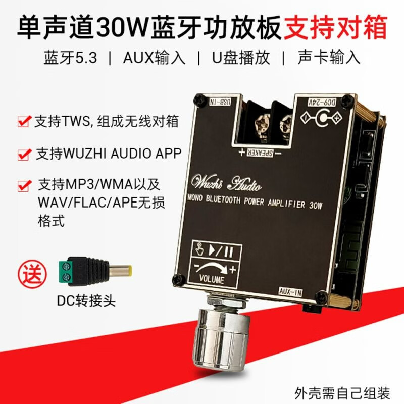 DIYMOREZK-301B mono 30W Bluetooth 5.3 power amplifier board module audio with true wireless TWS left and right channel pairing box