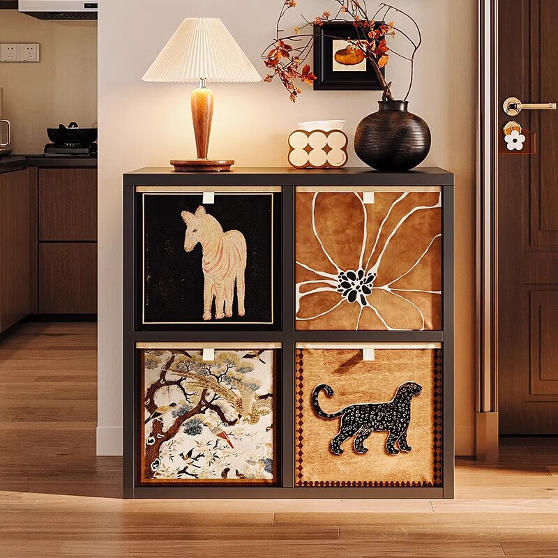 Steel lattice cabinet Kalek bookshelf free combination floor-standing storage rack storage cabinet integrated wall bookcase black - eight horizontal grids