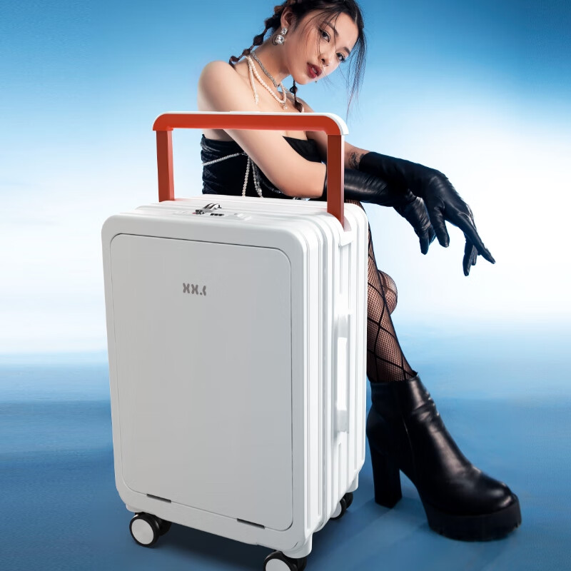 SENSAKIN new Xiake front opening XXK suitcase large capacity business trip code boarding travel leather official authentic white - front opening model 20 inches suitable for short trips of 1-3 days