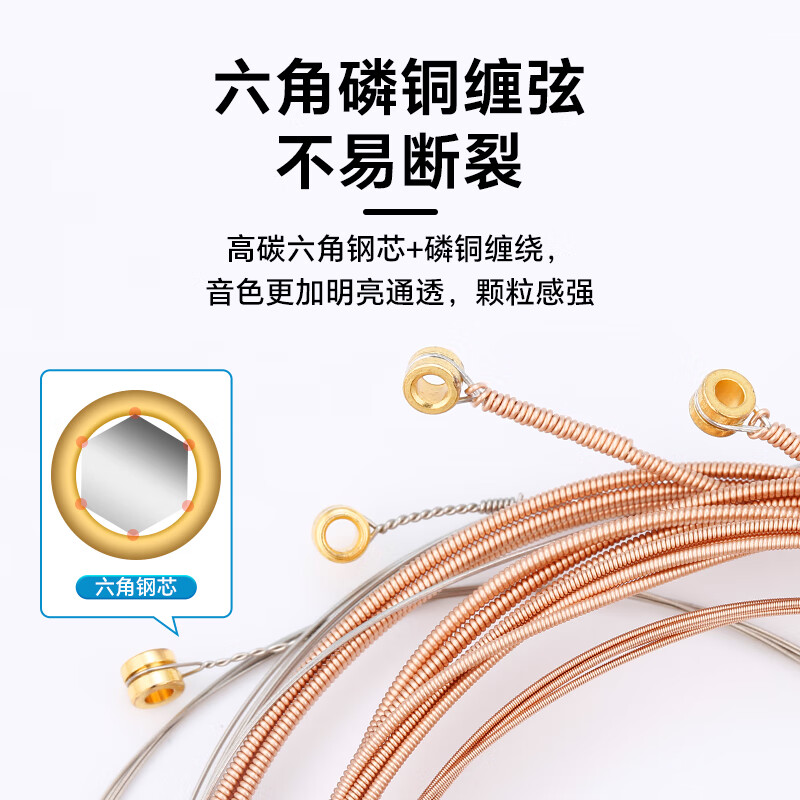 Road Dog Guitar Strings Complete Set of 6 Folk Acoustic Guitar Strings Set AC12 PU Coated-Standard Feel 12-53