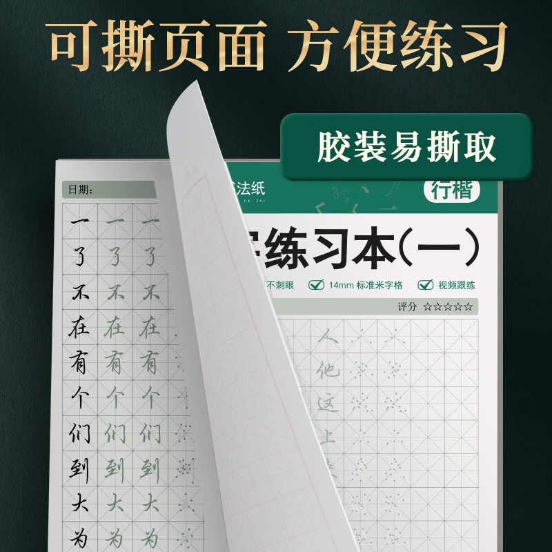 Tian Yingzhang's regular script hard-pen calligraphy practice copybook set for beginners calligraphy practice set for adults' regular script pen copybook for boys and girls to copy red handwriting (set of 9)