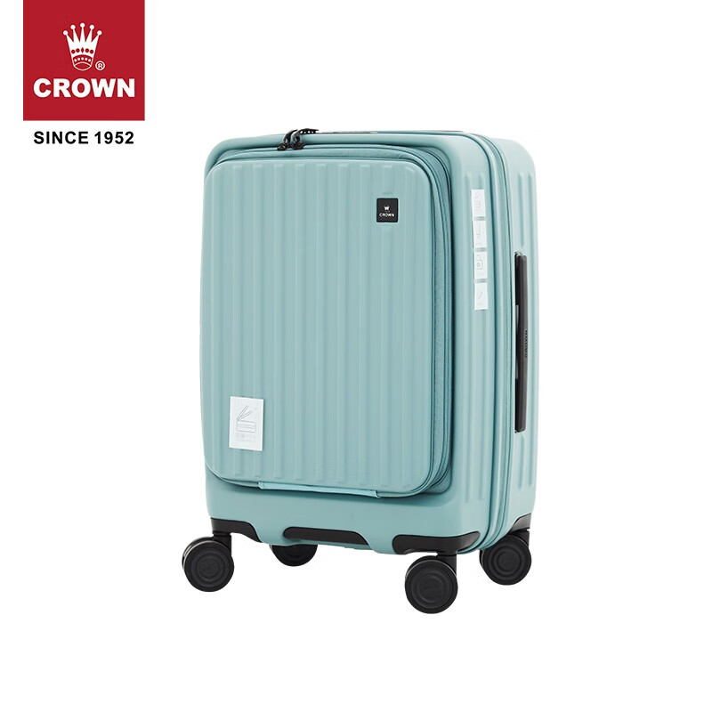CROWN multifunctional front-opening side-opening zipper suitcase travel suitcase trolley suitcase with 15% expansion capacity 5020 sapphire color expandable 20 inches front opening cover can be boarded