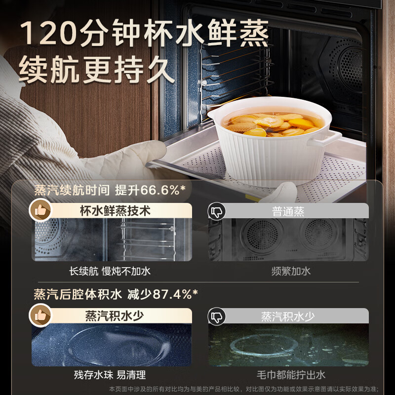 Midea 70L large-capacity embedded steaming oven all-in-one machine, aviation turbine hot air, dual temperature and humidity control, 13.4-inch large color screen, steaming, baking, frying and stewing 4-in-1 SX7