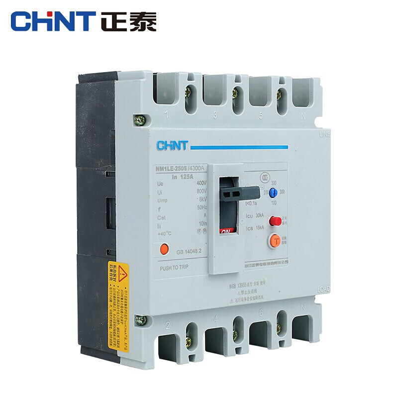 Chint (CHNT) NM1LE-125S/4300A-100A-100.200.300MA plastic case leakage circuit breaker three-phase three-wire leakage protector