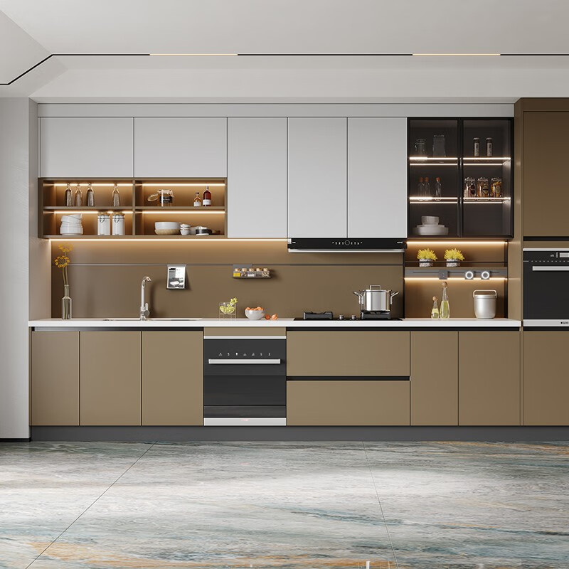 Oubli cabinet customization modern light luxury kitchen cabinet stove cupboard integrated quartz stone kitchen countertop kitchen cabinet with sink customization gold actual payment can be deducted from the equal amount of the purchase price