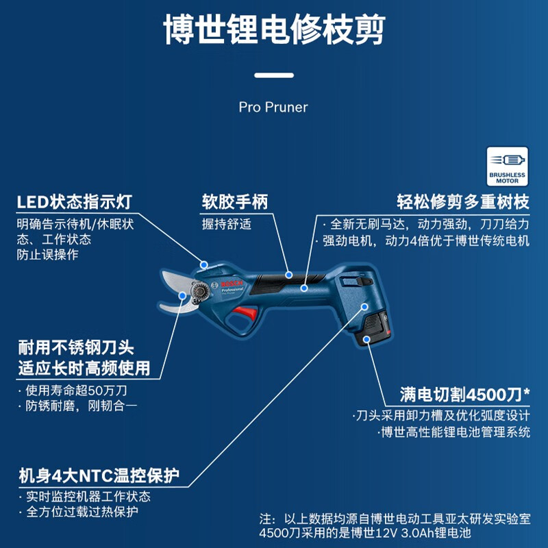 Bosch (BOSCH) 12V lithium battery pruning shears Pro Pruner electric shears to cut branches, electric pruners, pruning shears, rechargeable pruning shears, Pro Pruner bare metal, no electricity, no charge