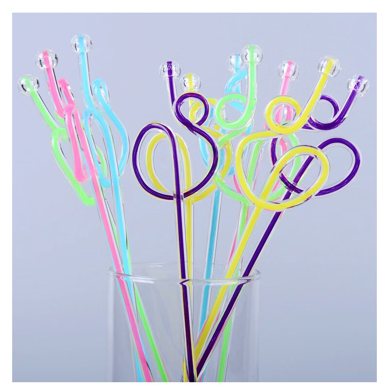 Yibo Disposable Fruit Fork Colorful Thick Straw Art Stirrer Milk Tea Shop Supplies Acrylic Spoon (1 Pack/10)