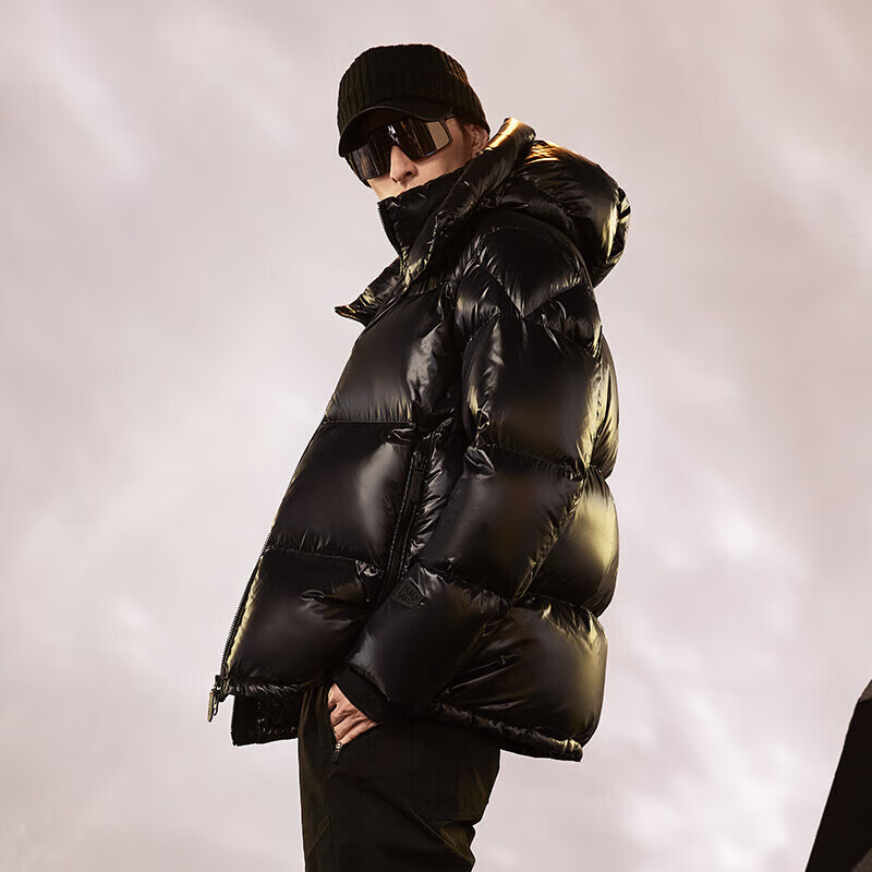 Govan Black Gold Goose Down Jacket Black Pearl 2.0 Four-Panel Down Jacket Women's and Men's Couple's Short Winter Jacket Black S