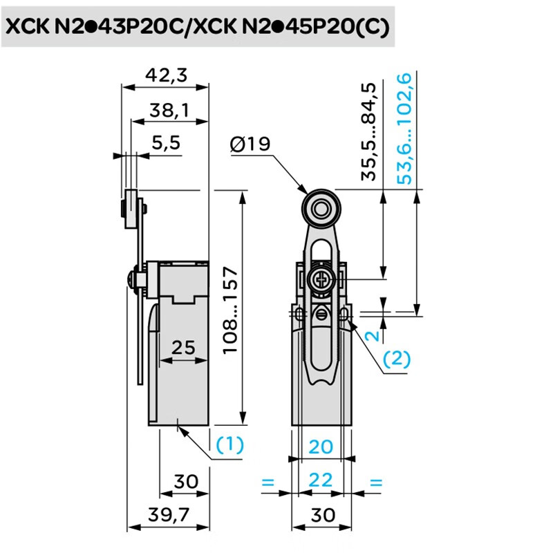 Original Schneider Osiswitch series travel switch limit switch direct-acting mechanical roller waterproof XCKN.C XCK-N XCKN2145P20C made in Indonesia