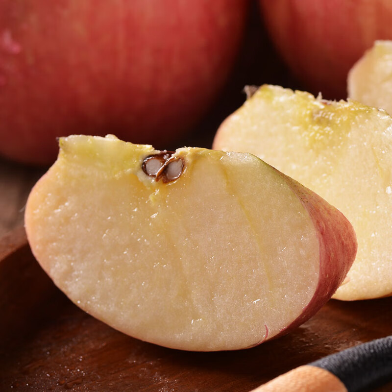 Sweet and drunk Yantai Apple Qixia Red Fuji fresh fruit fresh Shandong specialty crispy sweet whole box flat fruit gift box gift Red Fuji net weight 4.5 catties 75-80mm