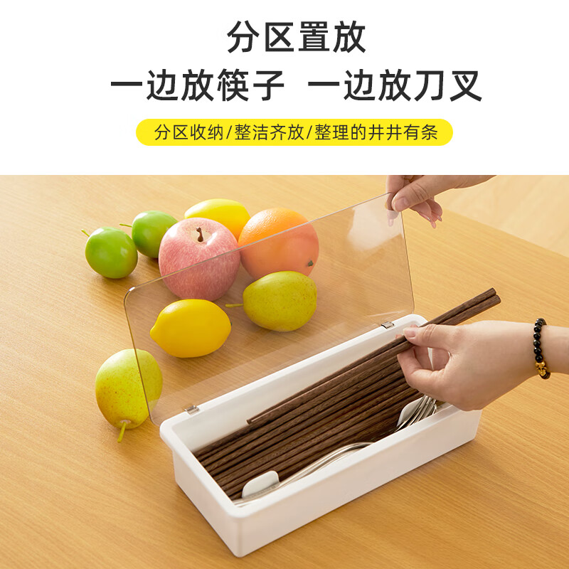 RYBACK chopstick storage box household chopstick tube dust-proof chopstick box chopstick cage spoon drain rack restaurant tableware storage box 1 medium size with drain function