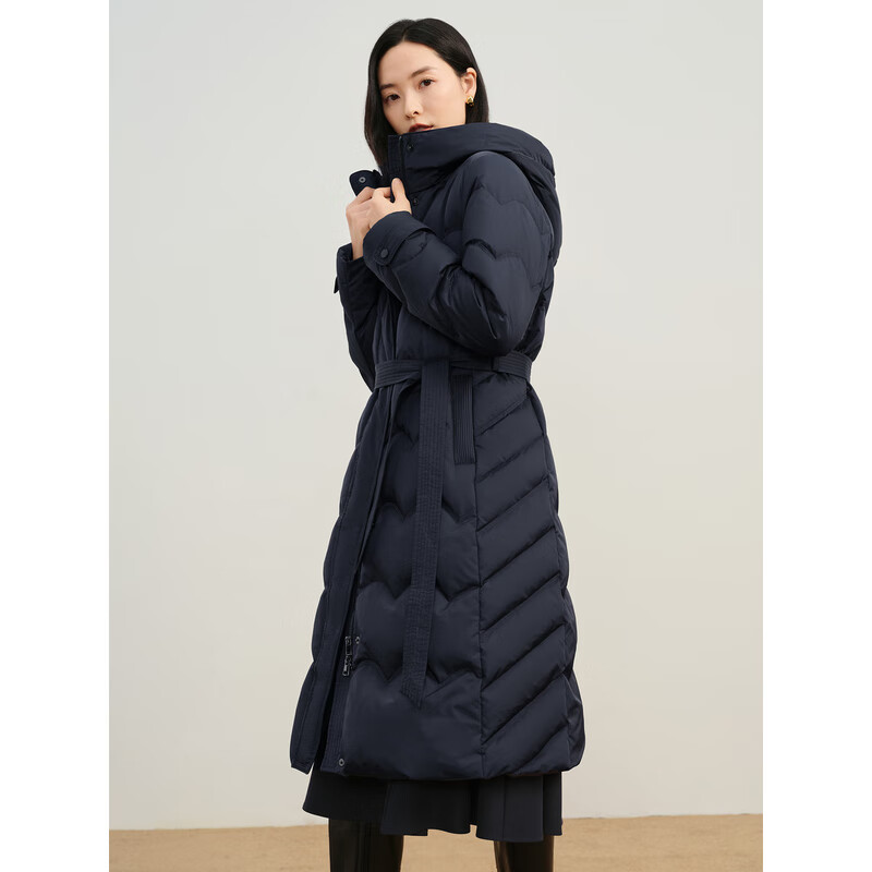 Jiuzi Annako Zhen Down Commuting Hooded Beaded White Goose Down Long Down Women's Winter Style Zhangqing M