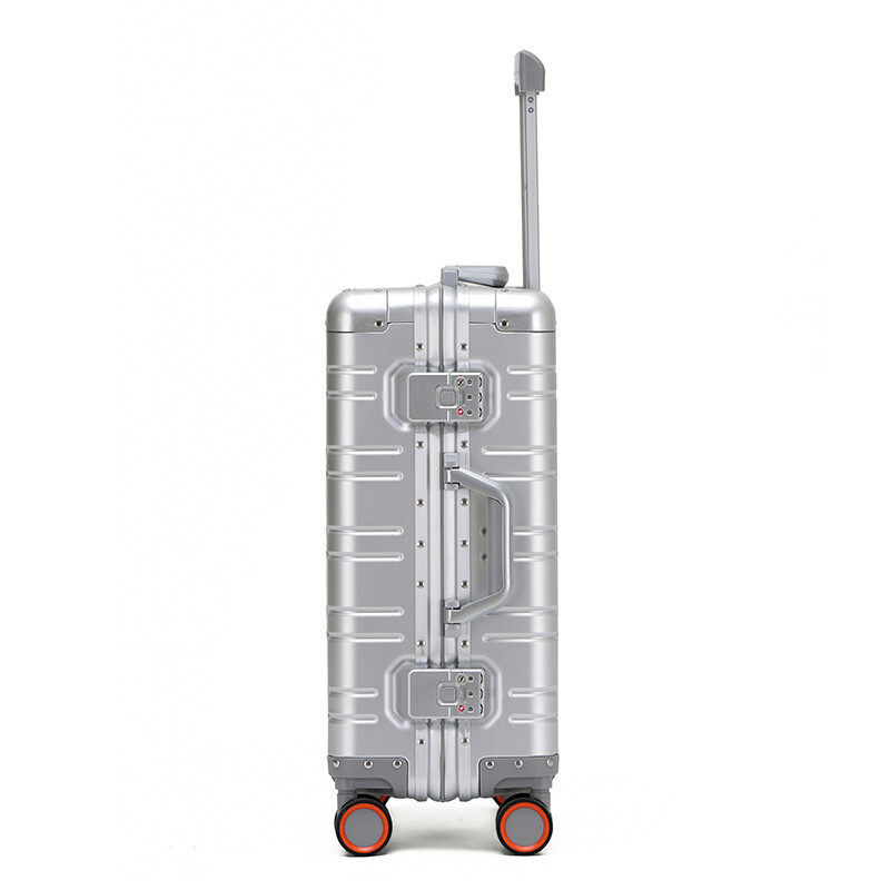 World Geographic German aluminum-magnesium alloy trolley case, aluminum frame suitcase, men's and women's boarding case, suitcase, student password universal wheel, luxury silver (aluminum-magnesium alloy case/classic and versatile) 20 inches - can be boarded