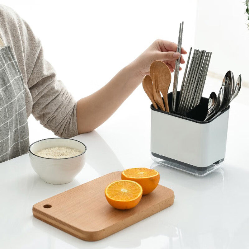 Ji Meng Kitchen Chopsticks and Spoon Storage Rack Knife and Fork Storage Box Chopstick Tube Chopstick Cage Drain Rack Countertop Chopstick Cage Rack Black