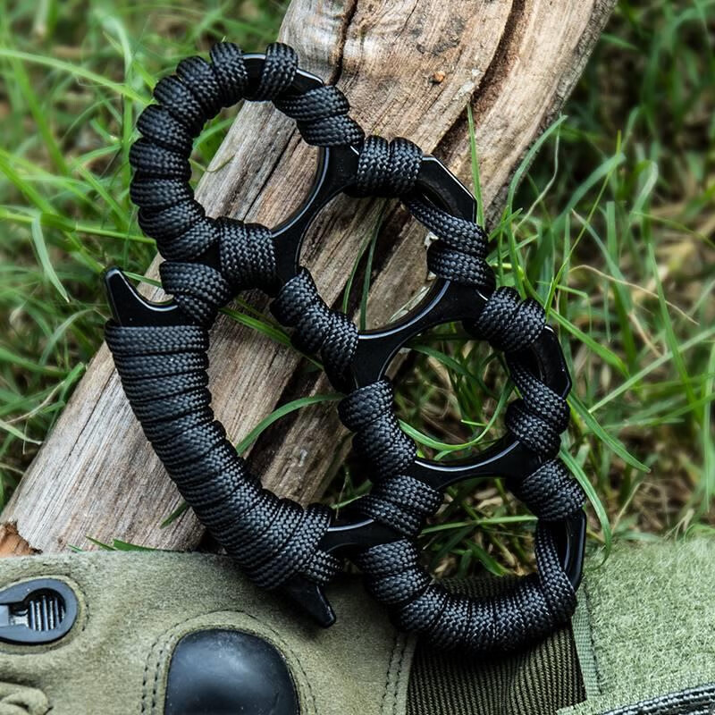 Dipur finger tiger titanium alloy high hardness four iron fist self-defense defense anti-dog and wolf tip thickened fully wrapped rope