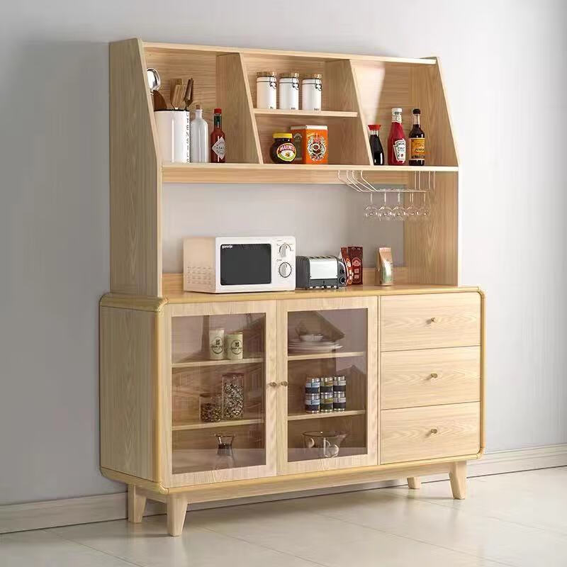 Laiyasen solid wood sideboard modern minimalist tea cabinet home kitchen cupboard wine cabinet one-in-one multi-functional wall combination cabinet 80 long two doors including upstairs installation