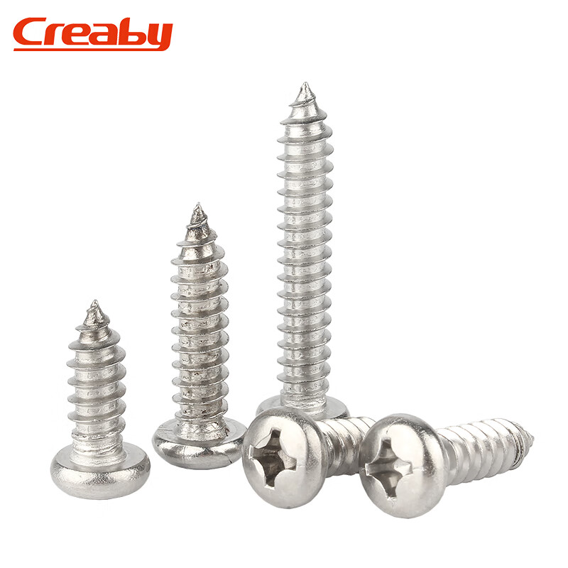 Creaby304 stainless steel cross round head self-tapping screws pan head cross recessed wood screws tip tail self-tapping screws M3x6 100 pieces