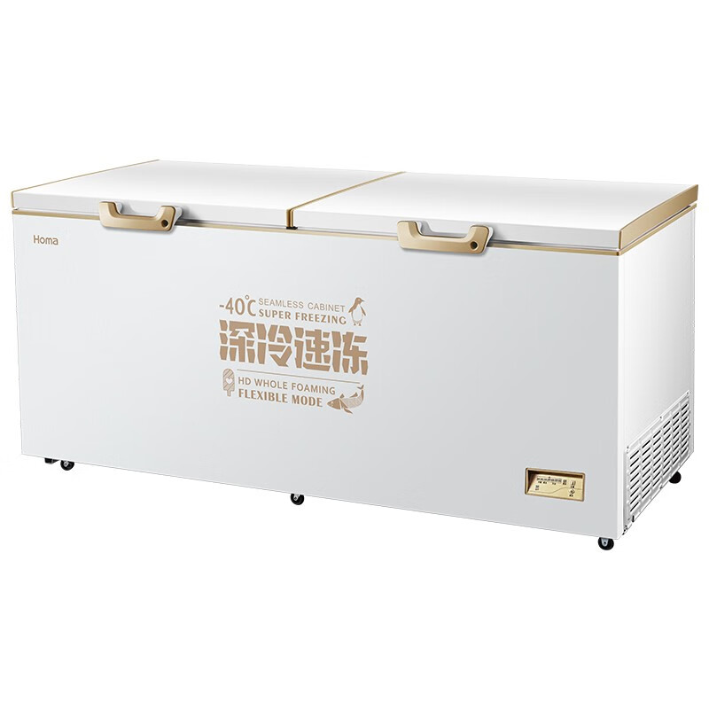 Homa 708 liter commercial refrigerator freezer computer temperature controlled large capacity horizontal freezer BC/BD-708EMBF deep cold brown