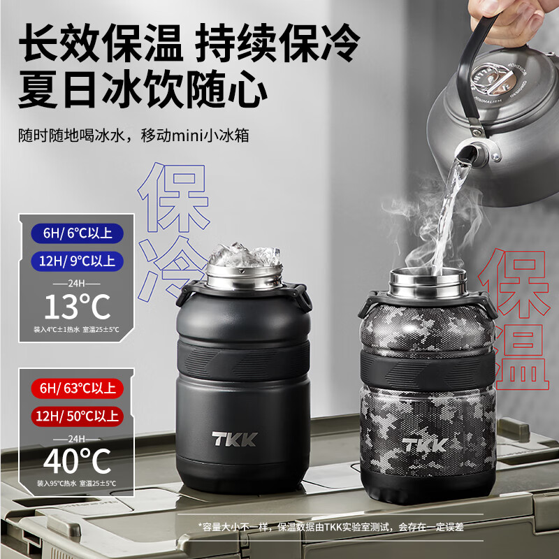 TKK Insulated Water Cup Men's Sports Large Capacity Ton 316 Stainless Steel Outdoor Military Insulated Curling Kettle Super Orange Direct Drink with Straw - Strap Can Be Backed 900ml