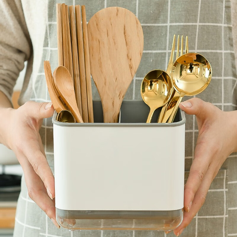 Ji Meng Kitchen Chopsticks and Spoon Storage Rack Knife and Fork Storage Box Chopstick Tube Chopstick Cage Drain Rack Countertop Chopstick Cage Rack Black