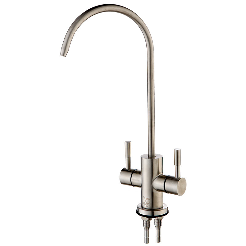 A beautiful water purifier faucet gooseneck household drinking water 2 cents Qinyuan Smith tap water filtration and purification accessories 304 stainless steel single-open purification faucet large curved model