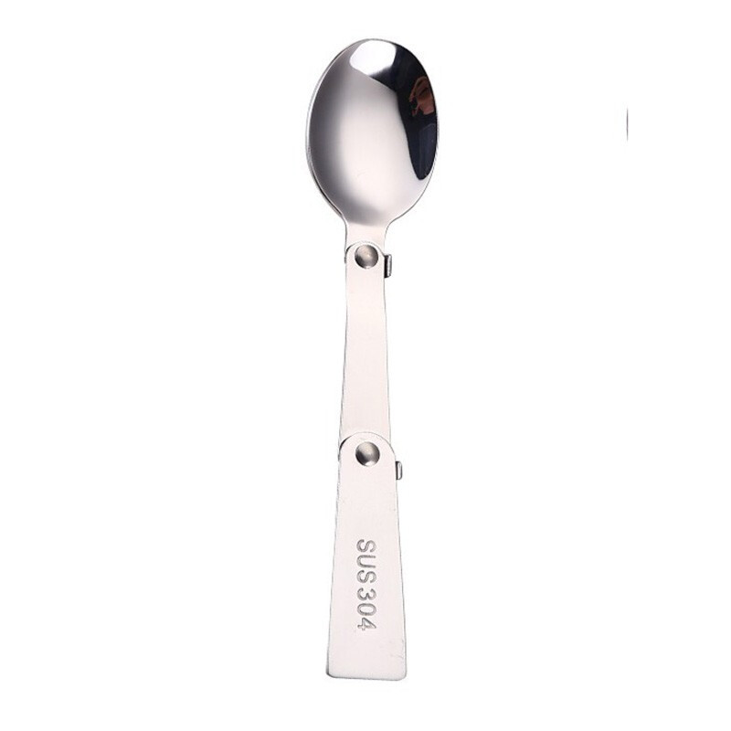 Changyin Creative 304 Stainless Steel Folding Spoon Outdoor Travel Portable Tableware Spoon Picnic Tableware Spoon Rice Spoon Fork Spoon Style Red Box