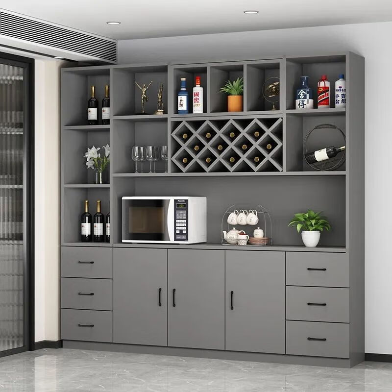 Geyuansu 2025 New Small Household Wine Cabinet Home Large Capacity Multifunctional Wine Cabinet Living Room Sideboard Integrated Wall Cabinet Gray + White Length 160 Width 30 Height 200cm