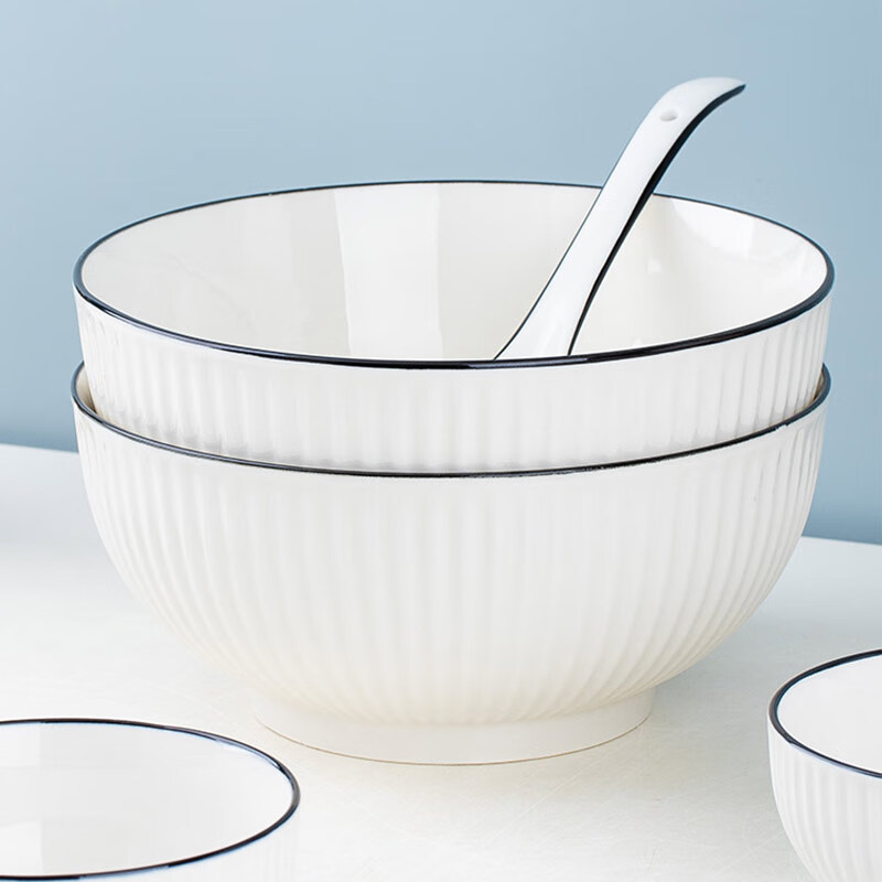 Haoya underglaze color Jingdezhen ceramic tableware instant noodle bowl large soup bowl ramen bowl Moya 8-inch soup bowl 2 pack