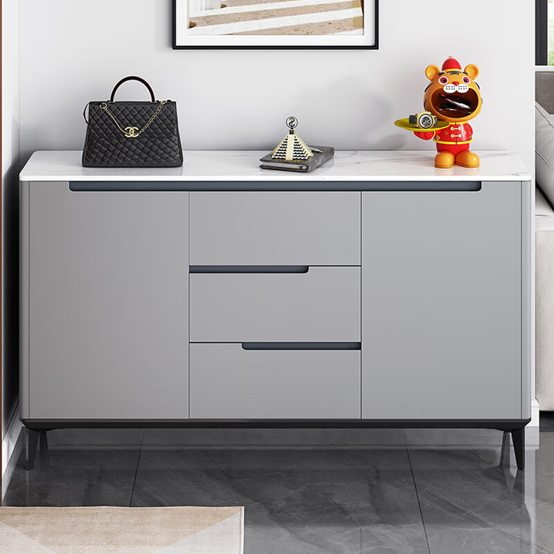 Faelli Italian slate dining table cabinet integrated wall cabinet storage cabinet modern simple entrance cabinet kitchen storage tea cabinet white cabinet + 12MM slate surface customized sideboard 100*30CM