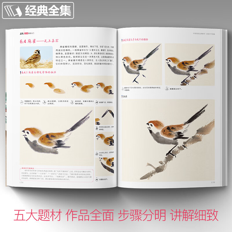 Video version <Introduction to orthodox Chinese painting techniques> Zero-based tutorial books, freehand copying, self-study for beginners, children's teaching materials, animals, flowers, birds, peonies, plums, orchids, bamboos and chrysanthemums, ink Chinese painting