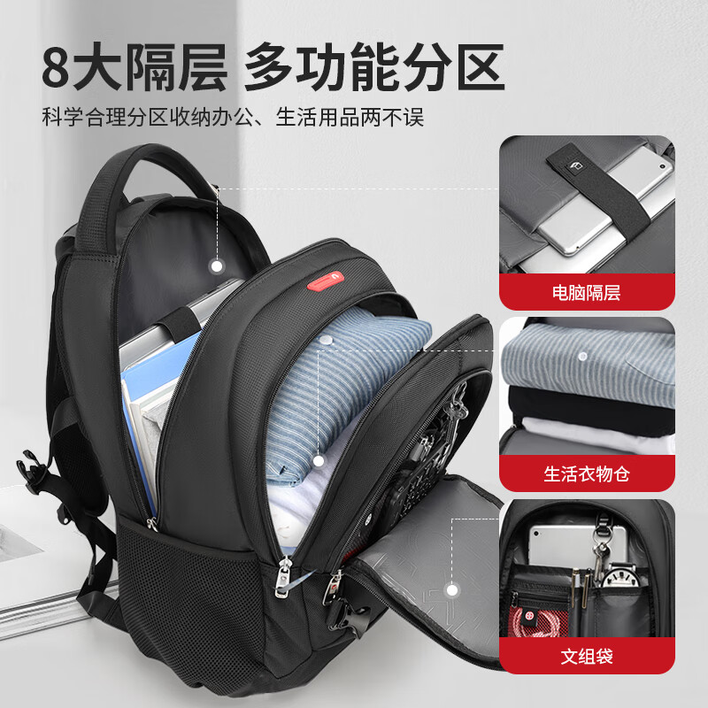 CROSSGEAR Swiss Army Knife Backpack Men's 15.6-inch Laptop Bag Business Large Capacity Travel School Bag Student