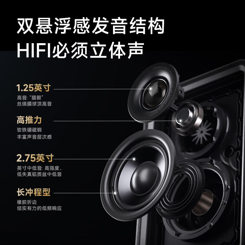 EDIFIER Halo 2.0 Abyss Monitor Speaker Bluetooth Computer Audio Home Desktop Speaker HIFI Level Sound Quality 2.0 Two-Channel TV Speaker Birthday Gift Breaking Black + Special Bracket Gallium Nitride High Energy Fast Charging