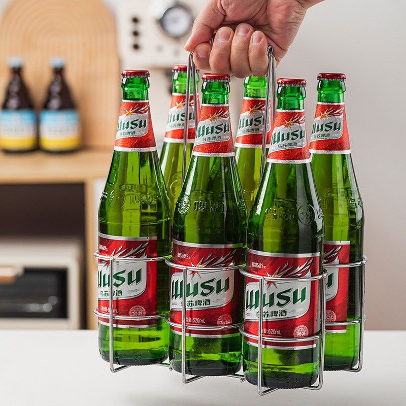 Qixuan beer rack shelf wine carrier frame wine basket basket commercial bar KTV hand rack special large size (thick line)