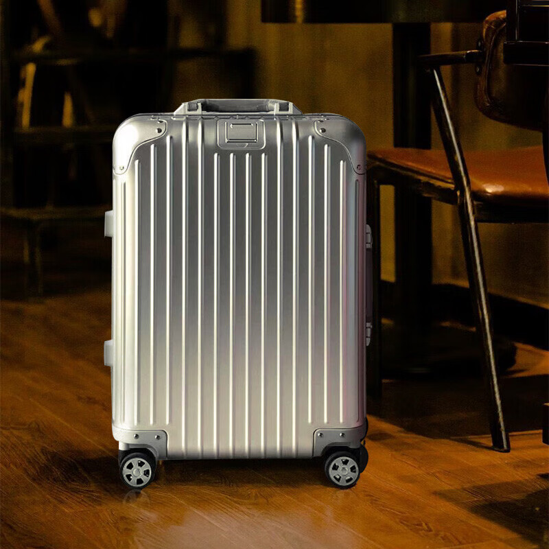 EAZZ all-aluminum magnesium alloy aluminum-magnesium trolley case aluminum frame men's and women's suitcase universal wheel boarding case travel suitcase all-aluminum magnesium alloy silver 22 inches for short and medium distance travel