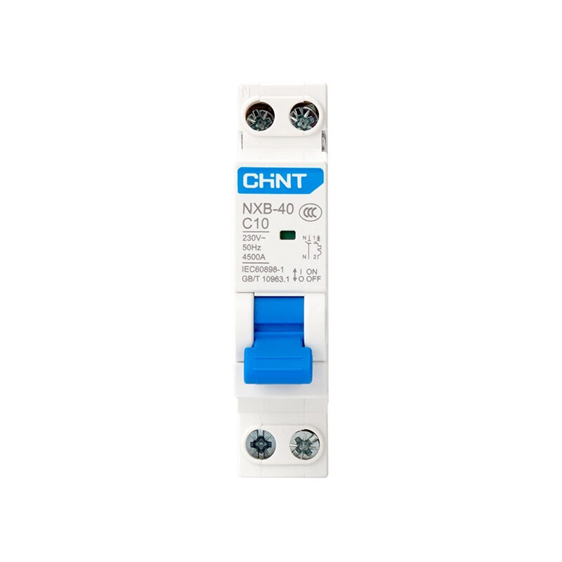 Chint (CHNT) household air switch NXB miniature circuit breaker 40 frame 1P+N overload air switch NXB-40-1PN-C10 25A