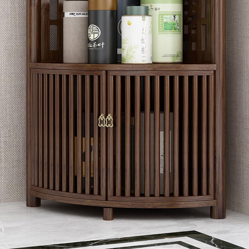 Qifeng corner cabinet corner cabinet modern corner storage rack wall cabinet corner triangle cabinet storage rack living room corner shelf single * six layers (copper feet (double door) corner shelf