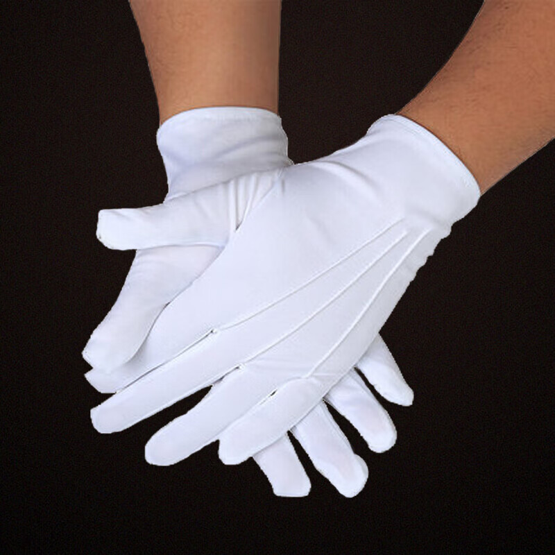 White nylon three-rib gloves flag-raising honor guard ceremonial gloves doorman security traffic white thin gloves