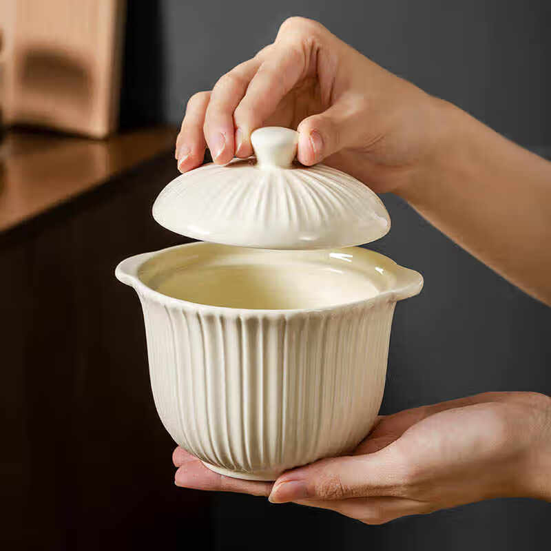 Sawang German quality stew pot water-proof ceramic crock household bird's nest special soup cup for one person steamed egg baby Rhine stew pot 500ml + bowl taker