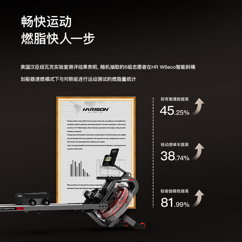 HARISON Hanchen rowing machine household water resistance intelligent adjustment fitness equipment indoor aerobic and anaerobic exercise HR-W8eco