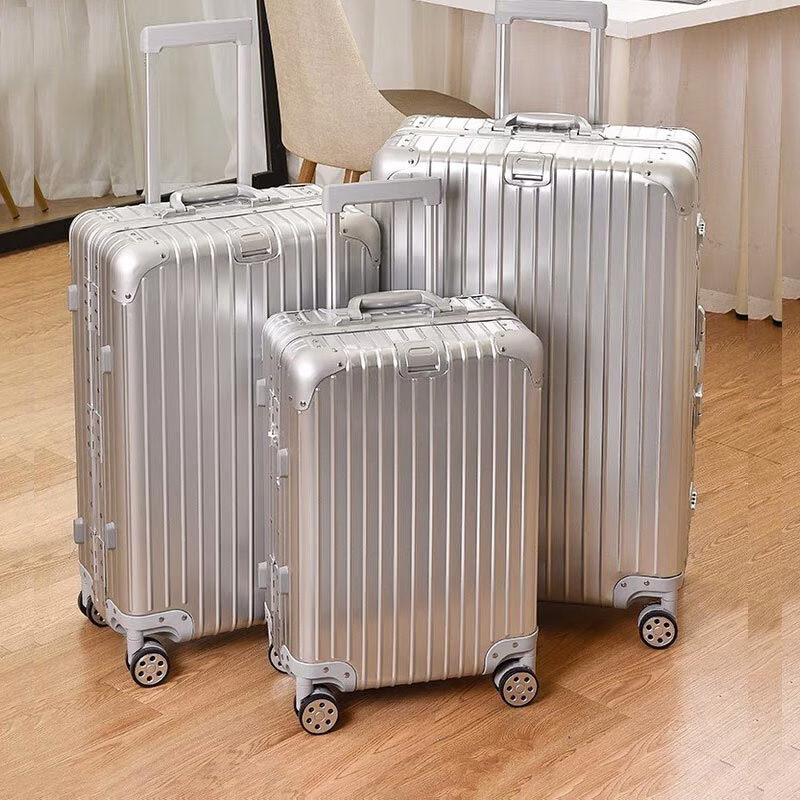 EAZZ all-aluminum magnesium alloy aluminum-magnesium trolley case aluminum frame men's and women's suitcase universal wheel boarding case travel suitcase all-aluminum magnesium alloy silver 22 inches for short and medium distance travel