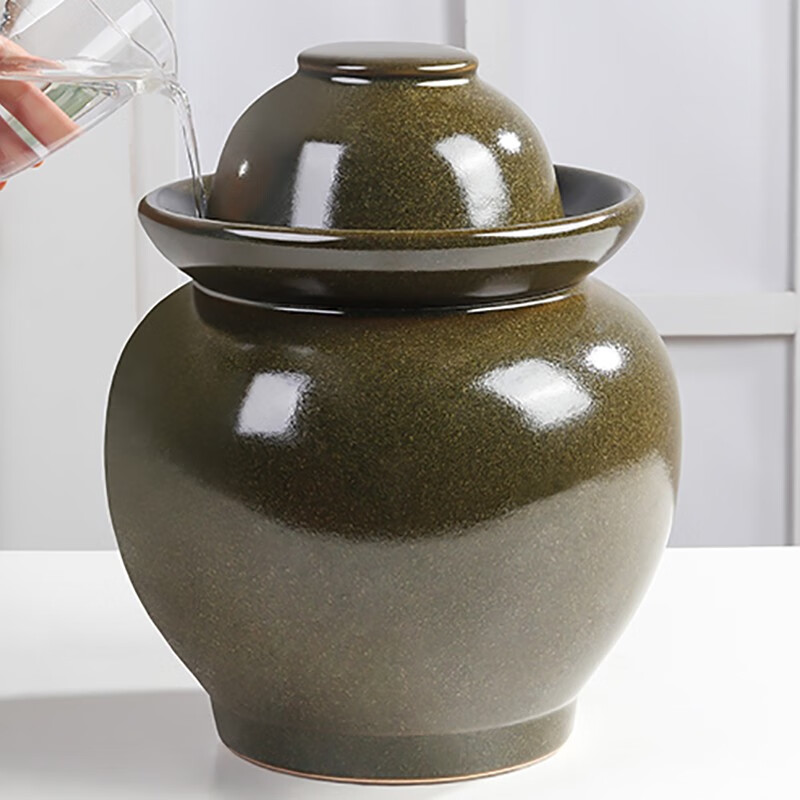 Gantu Gongfang Jingdezhen ceramic pickle jar double-cover jar pickled pickled vegetables submerged pickled egg jar household pickled pepper jar 10 pounds