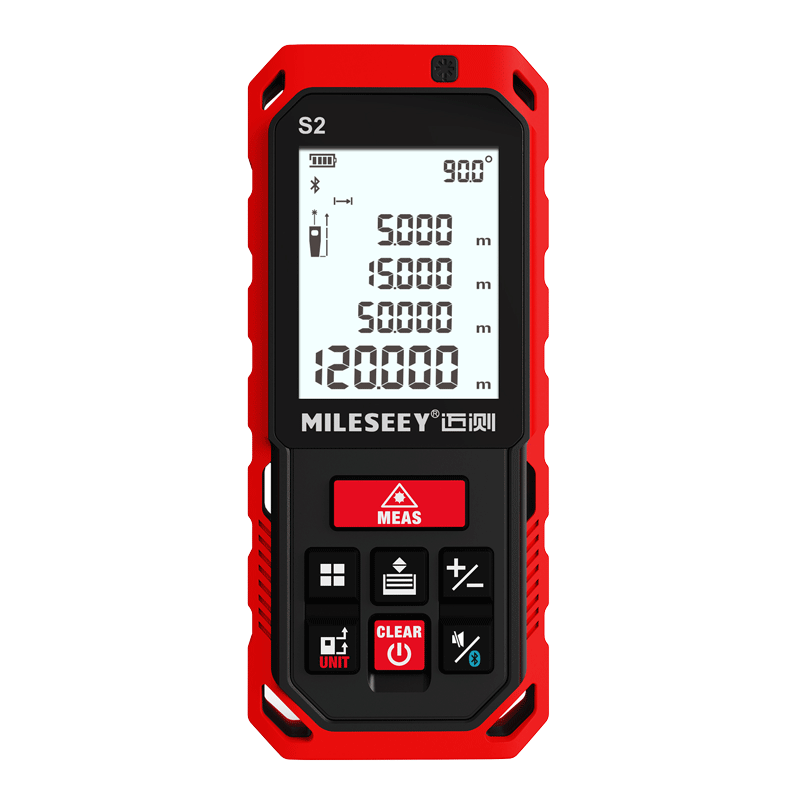 MiLESEEY S2 laser range finder, handheld high-precision infrared measuring instrument, electronic ruler and room measuring instrument, one-click output of CAD drawing, green light model 100 meters (charging + voice)