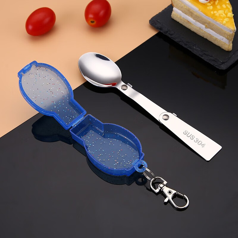 Changyin Creative 304 Stainless Steel Folding Spoon Outdoor Travel Portable Tableware Spoon Picnic Tableware Spoon Rice Spoon Fork Spoon Style Red Box