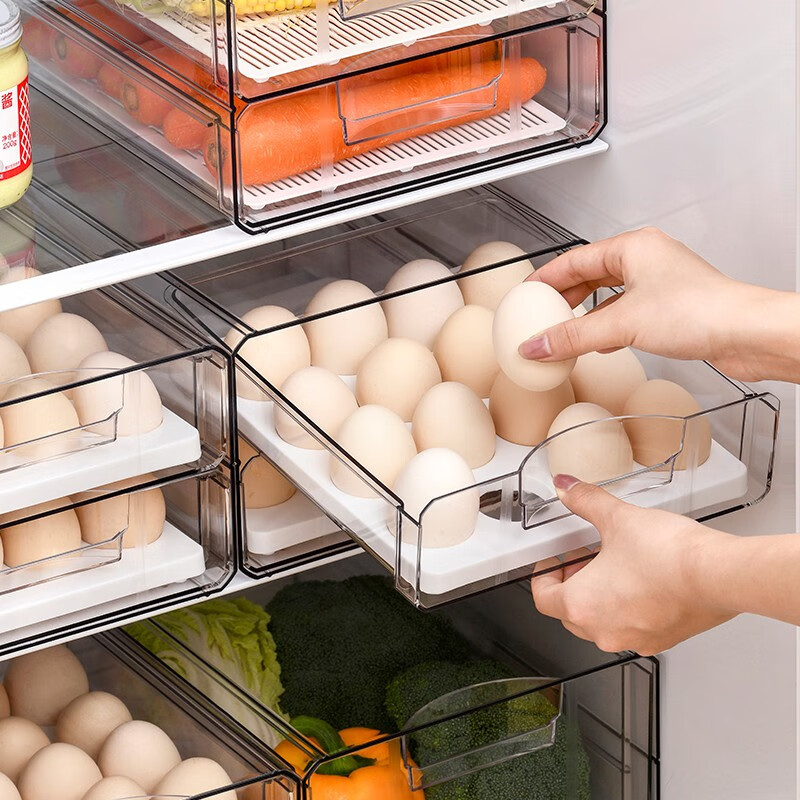Half-life egg carton thickened egg storage box refrigerator crisper kitchen storage box double-layer drawer-type crisper egg compartment refrigerator freezer box egg tray egg storage box egg carton double-layer 32 compartments