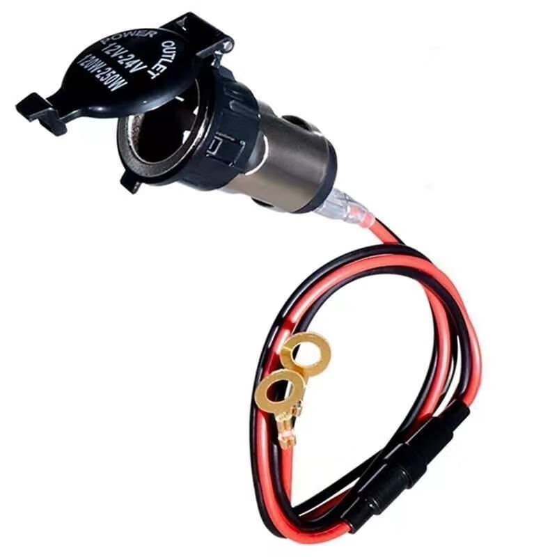 XMSJ12V24V universal car cigarette lighter assembly charger power socket female seat modified to light cigarette and rechargeable cigarette lighter female seat + insurance wire