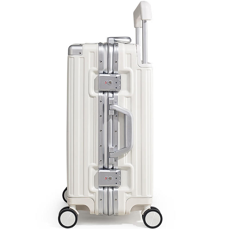 Aivas step by step suitcase 20 inches wide trolley suitcase men's aluminum frame trolley case women's boarding suitcase temperament smoky white